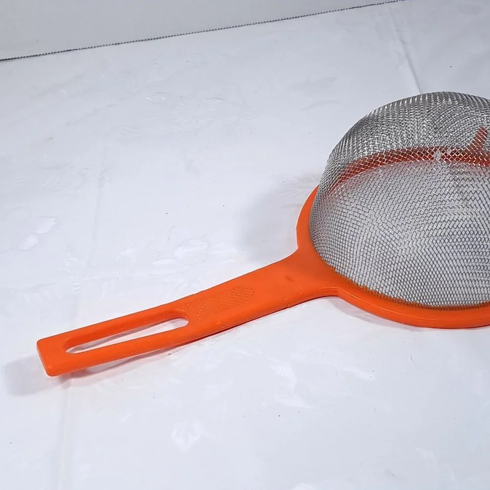 Sveico collander basket strainer orange plastic‎ metal Sweden Rostfri Vintage